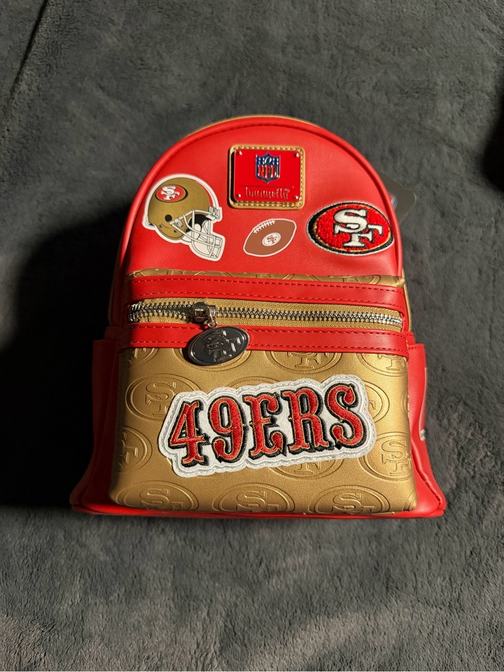Loungefly San Francisco 49ers Mini Backpack - Red & Gold Patch Design